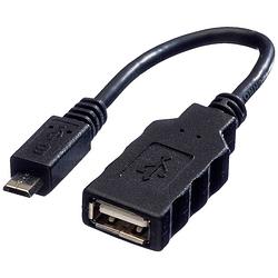 Foto van Roline usb-kabel usb 2.0 usb-micro-b stekker, usb-a bus 0.15 m zwart afgeschermd 11.02.8311