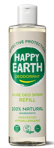 Foto van Happy earth 100% natuurlijke deo spray unscented navulling