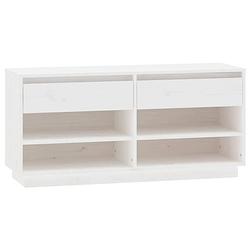 Foto van The living store schoenenkast grenenhout - 110 x 34 x 52 cm - wit