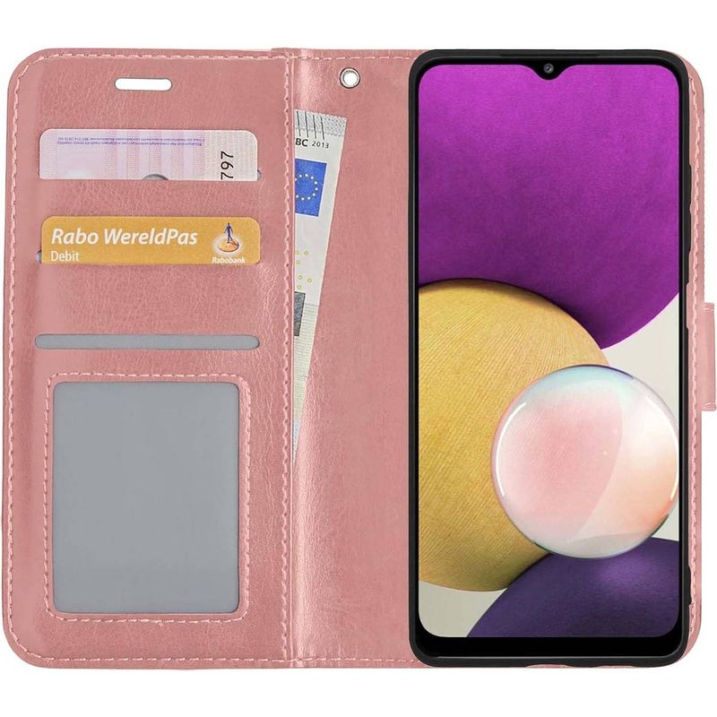 Foto van Basey samsung galaxy a22 4g hoesje book case kunstleer cover hoes - rose goud