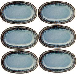 Foto van Bordenset 6x - greengate biscuit bord (serveerbord) alice oyster blauw (14.5 x 23 cm)