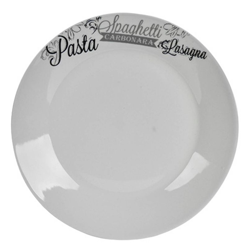 Foto van Arte regal dinerbord pasta 24,4 cm porselein wit/zwart/grijs