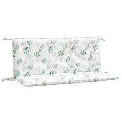 Foto van The living store tuinbankkussens - polyester - 120 x 50 x 7 cm - met bladpatroon