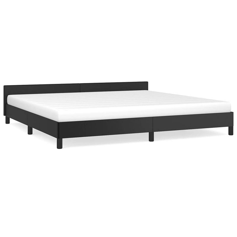 Foto van The living store bedframe - kunstleer - multiplex lattenbodem - 203x206x50cm - zwart