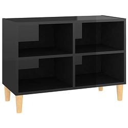 Foto van The living store bedkastje scandinavische stijl - 69.5 x 30 x 50 cm - hoogglans zwart