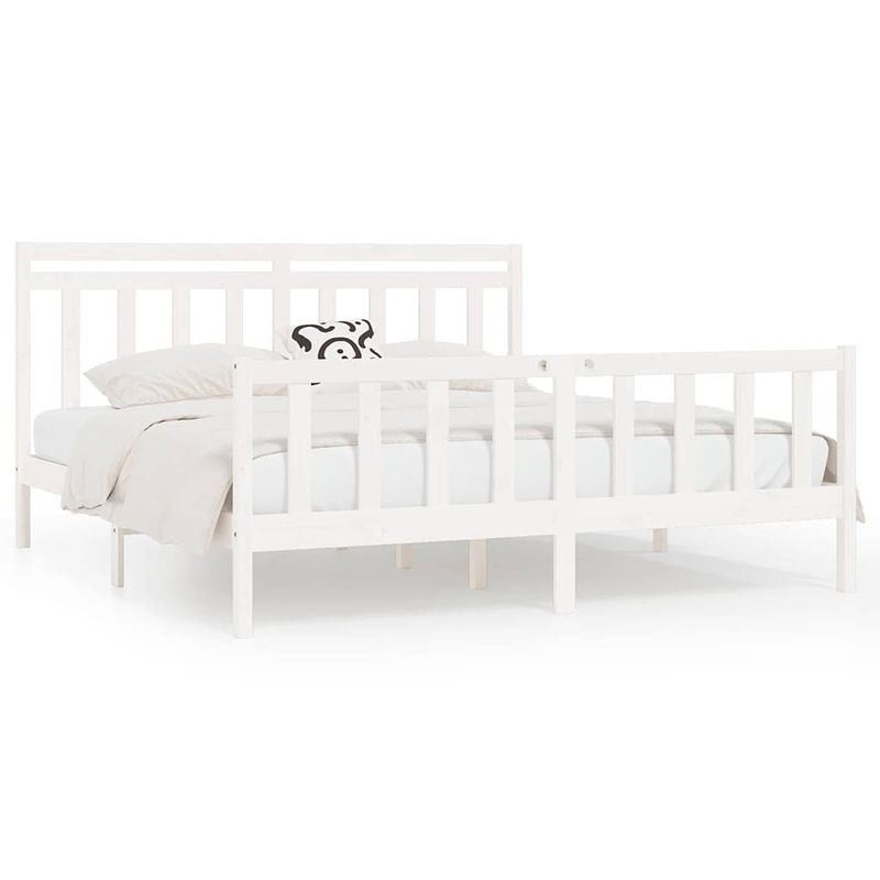 Foto van The living store houten bedframe - massief grenenhout - multiplex lattenbodem - comfortabel hoofdeinde - 205.5 x 186 x