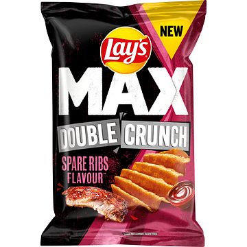 Foto van Lay's max double crunch ribbel chips spare ribs 140gr bij jumbo