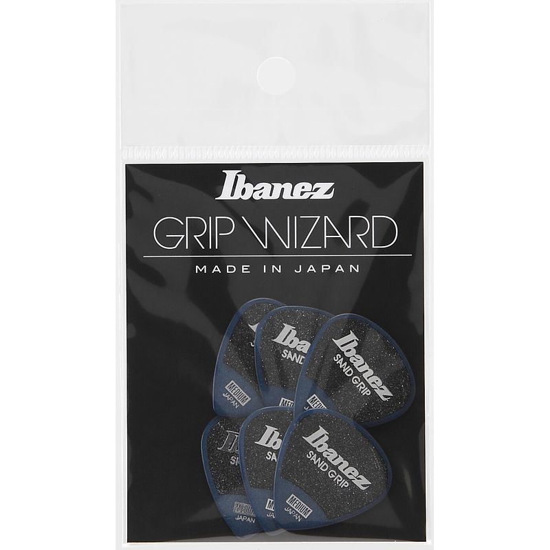 Foto van Ibanez ppa16msgdb grip wizard sand grip plectrumset 6-pack medium donkerblauw