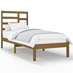 Foto van The living store houten bedframe - massief grenenhout - eenpersoonsbed - 75 x 190 cm - honingbruin