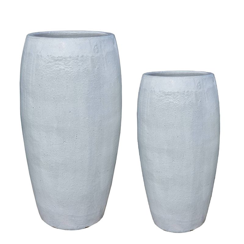 Foto van Ptmd rae white high ceramic pot round set of 2