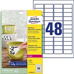 Foto van Avery-zweckform l4778rev-20 etiketten 45.7 x 21.2 mm polyester folie wit 960 stuk(s) weer verwijderbaar adresetiketten, weerbestendige etiketten laser, kopie