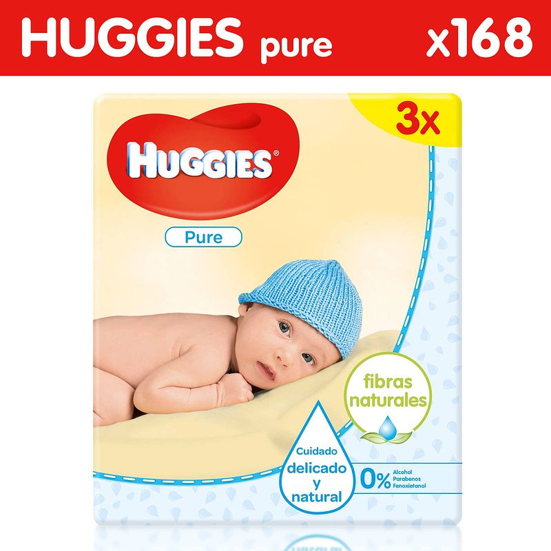 Foto van Huggies - pure - billendoekjes - 168 babydoekjes - 3 x 56
