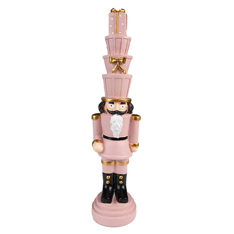 Foto van Clayre & eef kerstdecoratie notenkraker 33 cm roze kunststof decoratief figuur decoratieve accessoires woonaccessoires