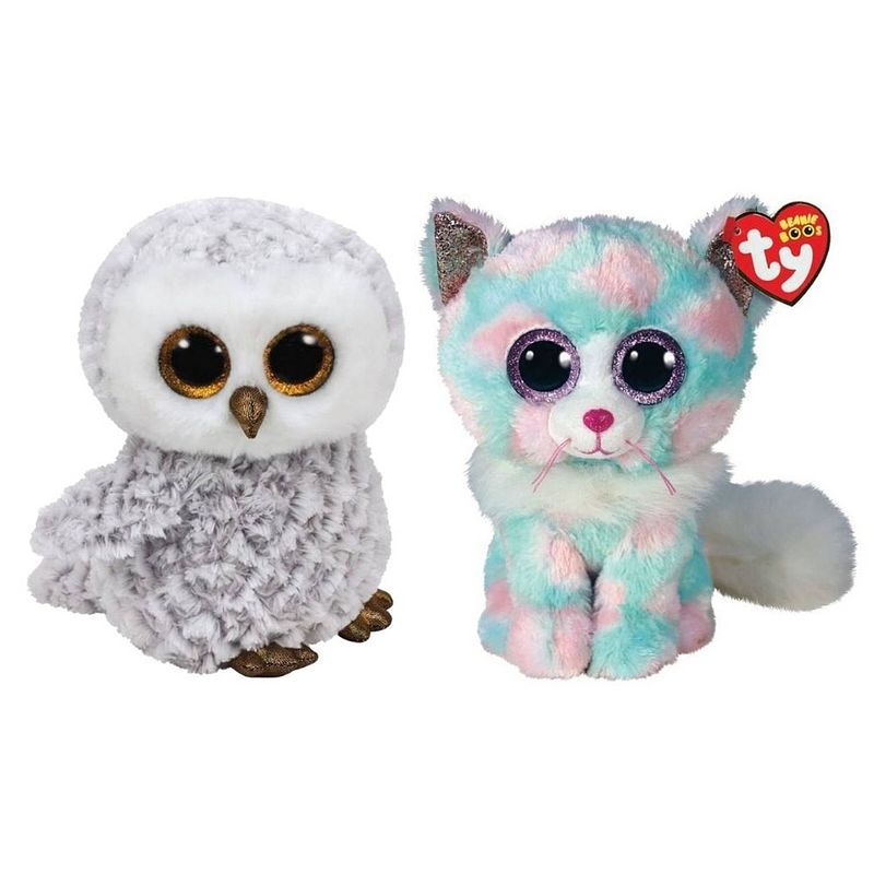 Foto van Ty - knuffel - beanie buddy - owlette owl & opal cat