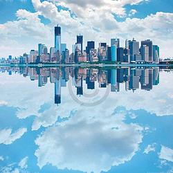 Foto van Shutterstock - lower manhatten skyline kunstdruk 70x70cm