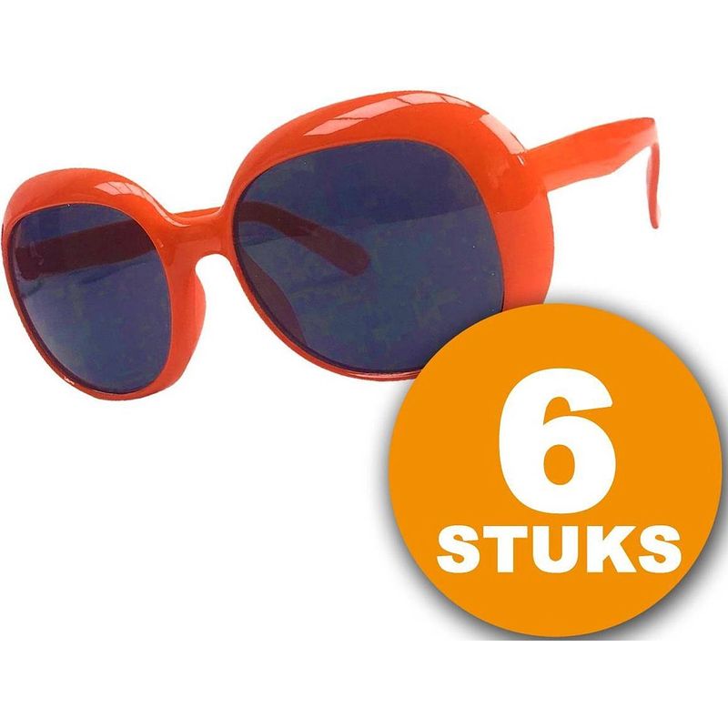 Foto van Oranje feestbril 6 stuks oranje bril partybril ""julie"" feestkleding ek/wk voetbal oranje versiering versierpakket