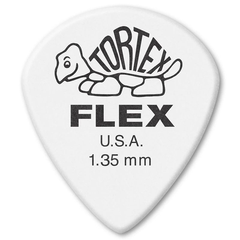 Foto van Dunlop 466p135 tortex flex jazz iii xl pick 1.35 mm plectrumset (12 stuks)