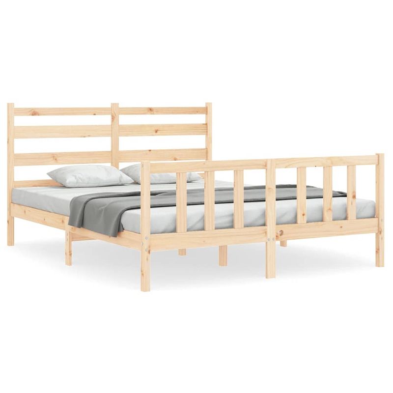 Foto van The living store bedframe - massief grenenhout - 160 x 200 cm - functioneel hoofd- en voeteneinde