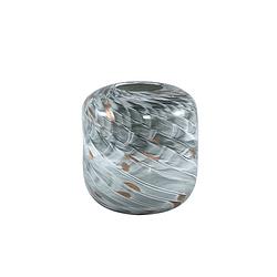 Foto van Ptmd kelsh grey glass vase mixed up color waves round s