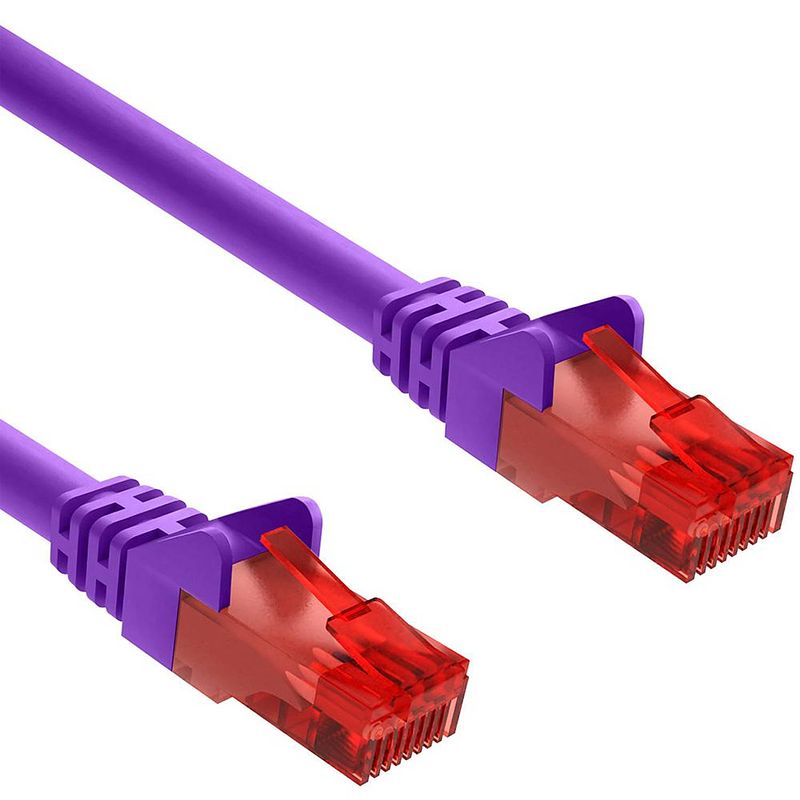 Foto van Cat 6 - u/utp - netwerkkabel - patchkabel - internetkabel - 10 gbps - 15 meter - paars - allteq