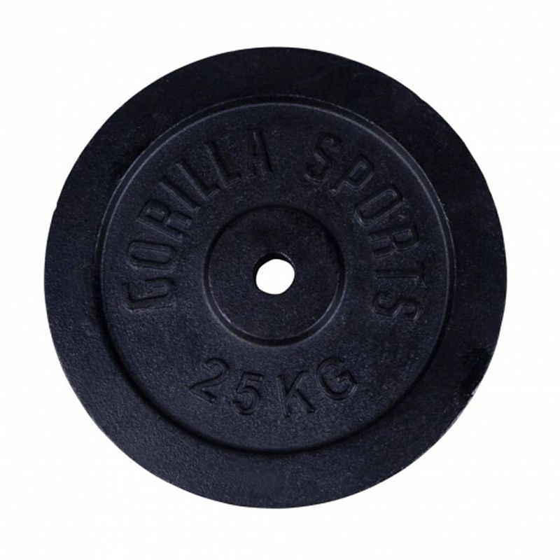 Foto van Gorilla sports gewichtsschijf - halterschijf - 25 kg - gietijzer zwart - 30 mm