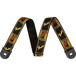 Foto van Fender quick grip locking end strap black yellow brown gitaarband