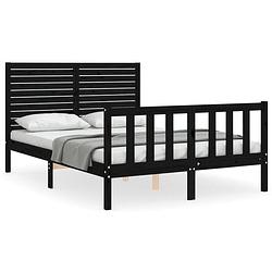 Foto van The living store bedframe - massief grenenhout - 205.5 x 145.5 x 100 cm - zwarte kleur