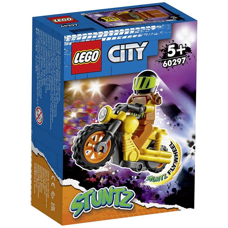 Foto van Lego 60297 city stuntz sloop stuntmotorfiets, pull-back speelgoedmotorset voor kinderen +5 jaar met opzwepende figuur