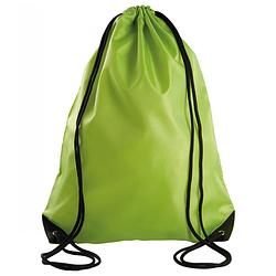 Foto van Sport gymtas/draagtas lime groen met rijgkoord 34 x 44 cm van polyester - gymtasje - zwemtasje