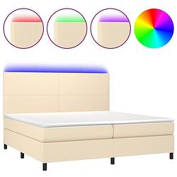 Foto van The living store boxspring bed - crème - 203 x 200 x 118/128 cm - verstelbaar hoofdbord - kleurrijke led-verlichting -