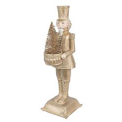 Foto van Clayre & eef beeld notenkraker 32 cm goudkleurig polyresin kerstfiguren goudkleurig kerstfiguren