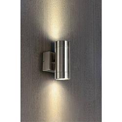 Foto van Slv astina steel 233302 buitenlamp (wand) led, halogeen gu10 70 w rvs