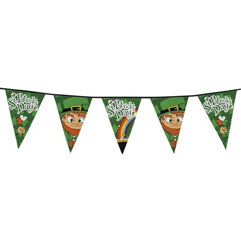 Foto van 3x stuks shamrock vlaggetjes deco slinger 8 meter - feestslingers