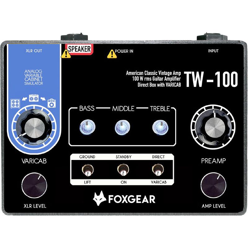 Foto van Foxgear tw-100 mini amp 100w british classic rock versterkerpedaal