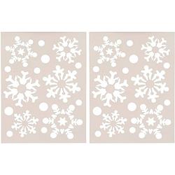 Foto van 2x kerst raamsjablonen/raamdecoratie sneeuwvlokken plaatje 30 cm - kerst raamsjablonen