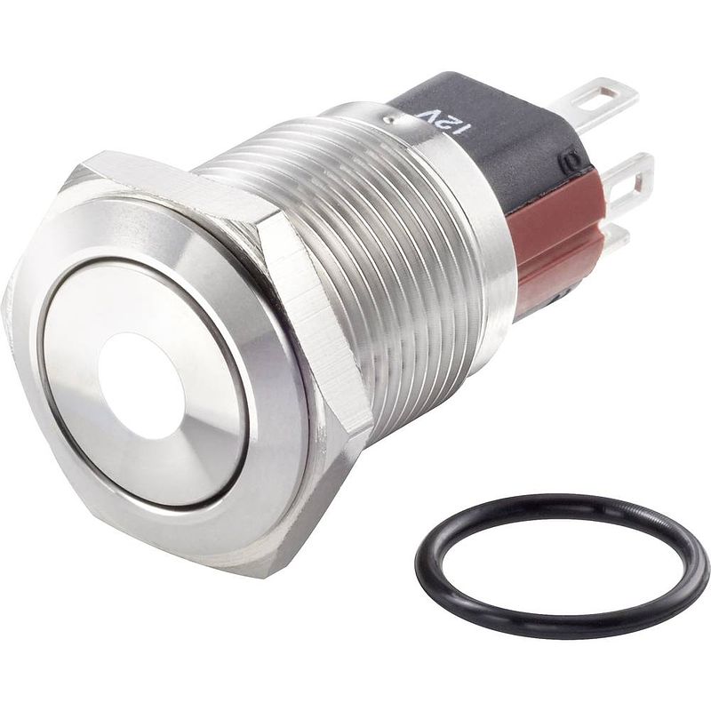 Foto van Tru components tc-7494792 tc-gq16-kf-11zd/j/w/12v/s vandalismebestendige drukschakelaar 48 v/dc 2 a 1x uit/aan continu wit ip65 1 stuk(s)