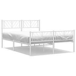 Foto van Vidaxl bedframe met hoofd- en voeteneinde metaal wit 120 x 190 cm