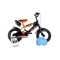 Foto van Volare kinderfiets sportivo - 12 inch - oranje/zwart - inclusief fietshelm & accessoires