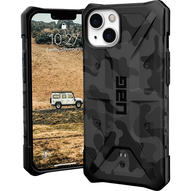 Foto van Urban armor gear pathfinder se case backcover apple iphone 13 midnight black, camouflage