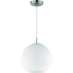 Foto van Led hanglamp - hangverlichting - trion mono xl - e27 fitting - rond - mat nikkel - aluminium