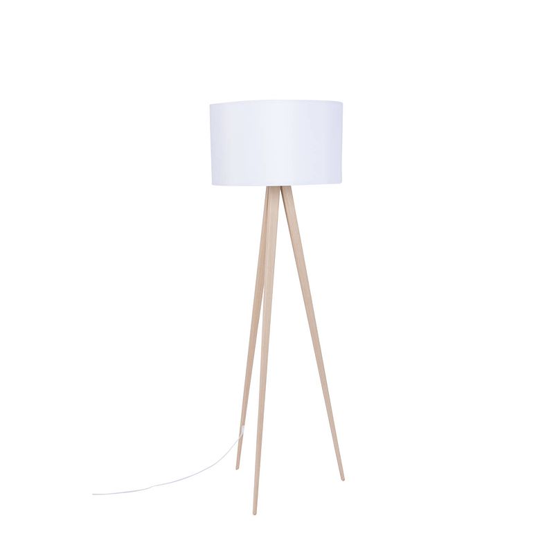 Foto van Zuiver floor lamp tripod wood white