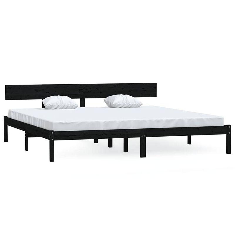 Foto van Vidaxl bedframe massief grenenhout zwart 200x200 cm