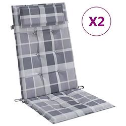 Foto van The living store stoelkussen - oxford stof - 120x50x3 cm - grijs ruitpatroon