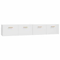 Foto van The living store wandkast hoogglans wit - bewerkt hout - 100x36.5x35cm - 2 vakken