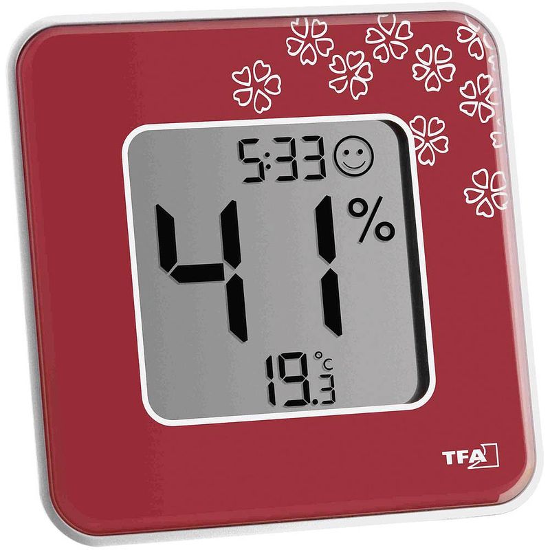 Foto van Tfa dostmann style thermo- en hygrometer rood