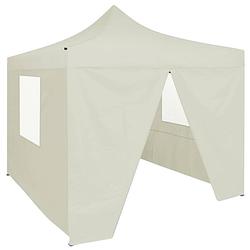 Foto van Vidaxl partytent met 4 zijwanden inklapbaar 2x2 m staal crème