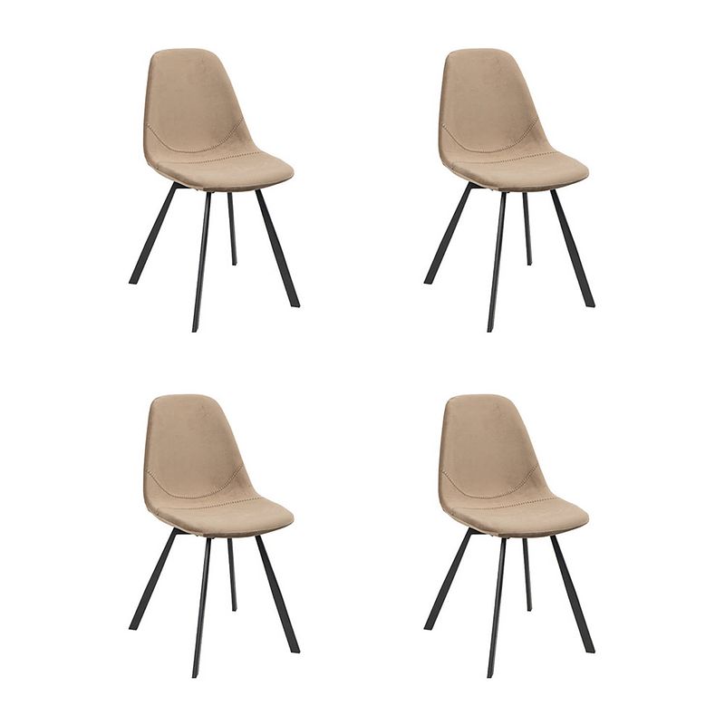 Foto van Bronx71 velvet eetkamerstoel logan taupe - eetkamerstoelen set van 4.