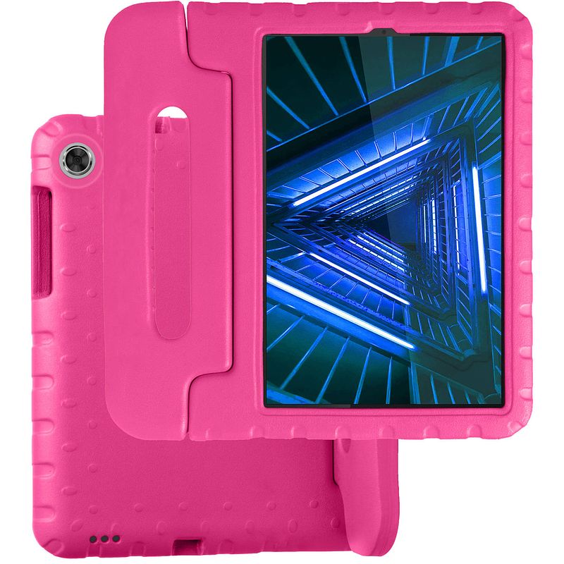 Foto van Basey lenovo m10 fhd plus (2e generatie) kinderhoesje foam case hoesje cover hoes - roze