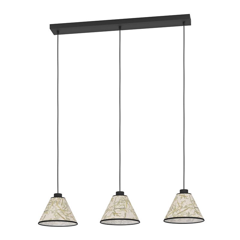 Foto van Eglo oxpark hanglamp - e27 - 92 cm - zwart/wit/groen - bamboe