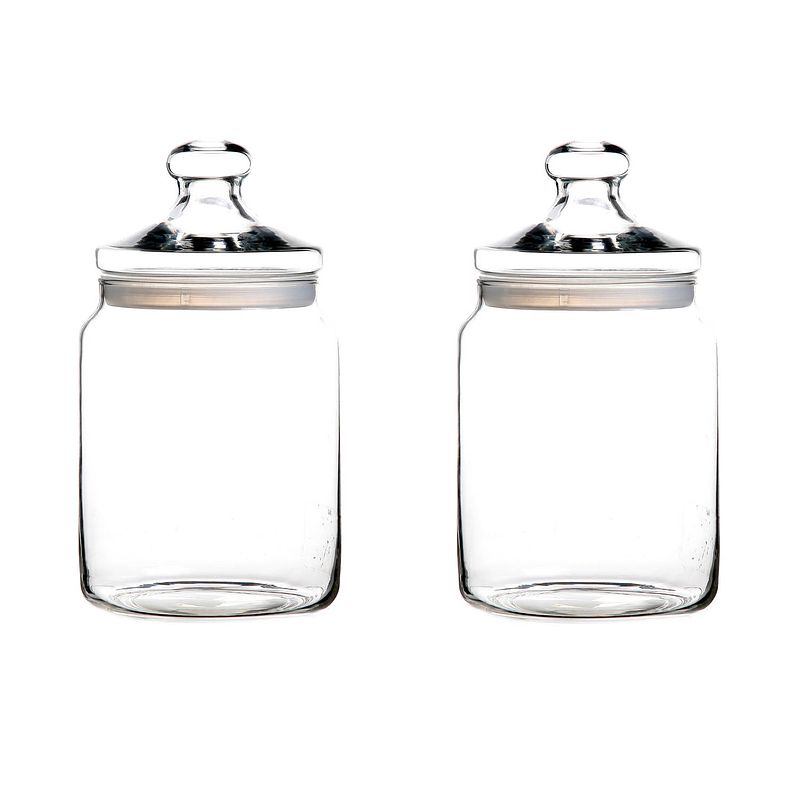 Foto van Set van 2x stuks voorraadpotten/bewaarpotten 2000 ml glas met glazen deksel - voorraadpot